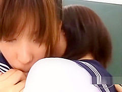 2 schoolgirls 18+ Kissing Patting While Standing In The Classroo