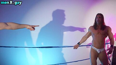 3some loving judge barebacked by massive wrestlers in arena