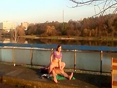 A Beautiful German teen 18+ Gets Her Muff Sprayed By An Old Dude In Public