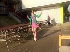A Beautiful German teen 18+ Gets Her Muff Sprayed By An Old Dude In Public