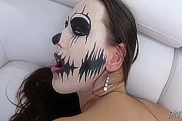 A Masked Whore Is Slurping A Dong Before It Opens And Fills Her Pussy 6 Min