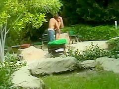 A Not Experienced Sexy Blonde Fucked Outdoors By The Pool By A Tattooed Guy