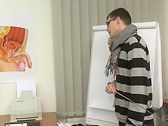 A video showing how an anatomy lesson with five 18yo teens 18+ turns into wild CFNM orgy