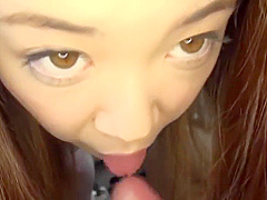 Adorable Asian teenager 18+ Sucks In The Car