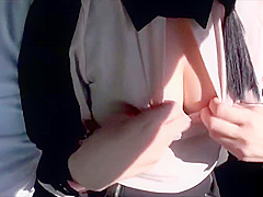 Adorable Japanese Girl Fucks Her Boyfriend In A Car