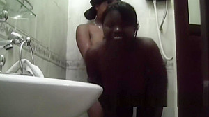African Black Lesbians Cooling off in the Shower