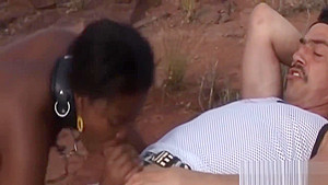 African MILF rough fucked outdoors