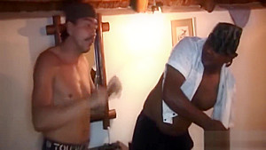 African babe is spanked into having rough threesome sex