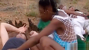 African babes blowing and riding boners outdoors