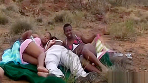 African babes blowing and riding boners outdoors