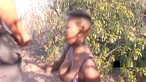 African busty hottie punished outdoors