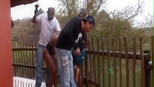 African girls get spanked by several guys