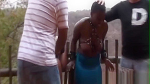 African girls get spanked by several guys