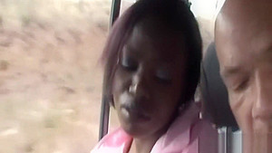 African honey enjoys blowing white cock in car