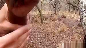 African slave enjoys blowing long white dong
