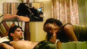 African slut riding long white cock like cowgirl