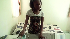 African teen 18+ convinced to suck cock then have sex on cam