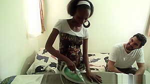 African teen 18+ convinced to suck cock then have sex on cam