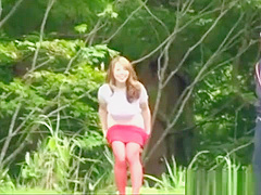 Alluring hot mature Asian chick enjoys vibrators outdoors