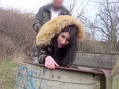 Amateur babe bangs for money outdoor