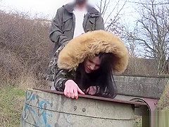Amateur babe bangs for money outdoor