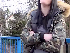 Amateur babe bangs for money outdoor