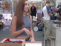 Amateur pawnshop beauty sucks and fucks