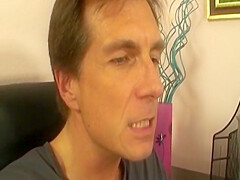 An Amazing Looking German Blonde Taking Two Hard Cocks In The Office
