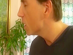 An Amazing Looking German Blonde Taking Two Hard Cocks In The Office