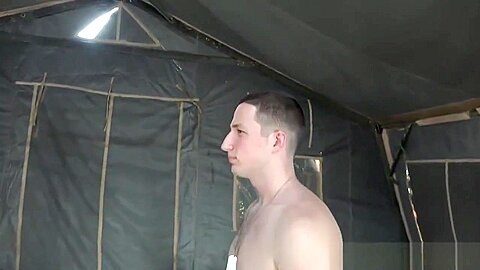 Army troop group fucking and sucking outdoor