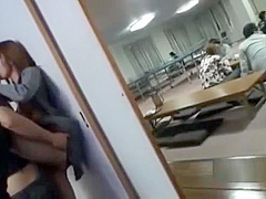 Asian Girl Giving Blowjob Fucked While Standing In The Restaurant