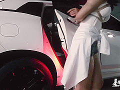 Asian Girl Tied In Car