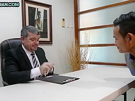 Asian Twink Barebacked By Businessman In His Office