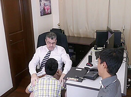 Asian Twinks Barebacked In Office 3some By Business Dilf