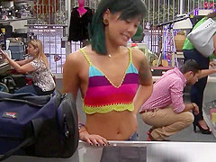 Asian pawnee gagging on pawnbrokers cock