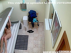 Awesome Brunette Tanning Perfectly Shaved Pussy