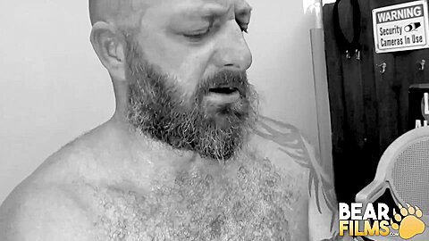 BEARFILMS Hairy Owen Powers Anal Plays With Huge Dildo Solo