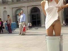 Babe fucked on stone in public park