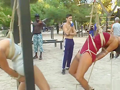 Beautiful slaves disgraced in public