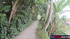 Big ass Thai amateur GF makes a homemade sex video in a garden