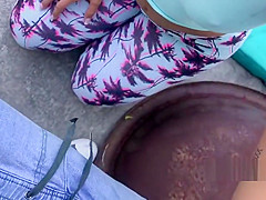 Big ass beauty bangs outdoor pov