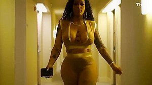 Big ass ebony pantyhose walking in parking and hotel