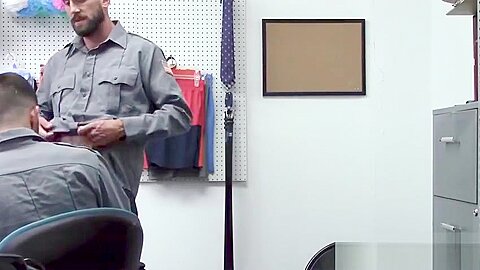 Big cocked guards bareback in their office for facial cum