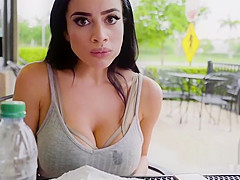 Big fake tits babe fucking in public