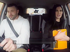 Big guy bangs busty driving examiner