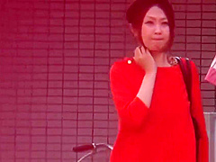 Bizarre asian whore pees in car park