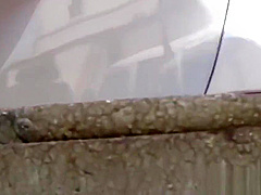 Bizarre asian whore pees in car park
