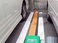 Bizarre asian whore pees in car park