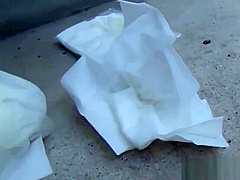 Bizarre asian whore pees in car park