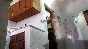 Black African hottie fucking in kitchen interracial